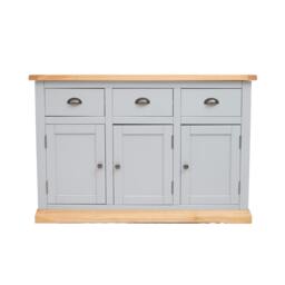 Rackhams Bomporto Light Grey 3 Drawer 3 Door Sideboard Brass Cup Handle - Light Grey