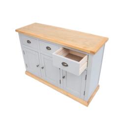 Rackhams Bomporto Light Grey 3 Drawer 3 Door Sideboard Brass Cup Handle - Light Grey - thumbnail 5