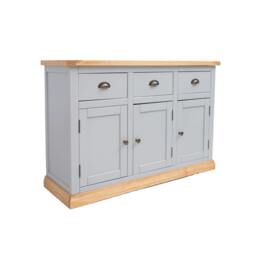 Rackhams Bomporto Light Grey 3 Drawer 3 Door Sideboard Brass Cup Handle - Light Grey - thumbnail 3