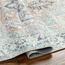 Rackhams Kemer-Washable Green Blue Brown Traditional Vintage Boho Rug - 200 x 275 cm - thumbnail 4