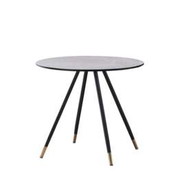 Rackhams Dorchester Lux Dining Table 4 or 6 – Modern Round Table with Durable Powder-Coated Black Metal Legs, - Marbel - White - Modern - thumbnail 2