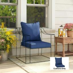Rackhams Garden Chair Cushion with Seat & Back Pad, CUSHION ONLY - Dark Blue - Polyester - thumbnail 1