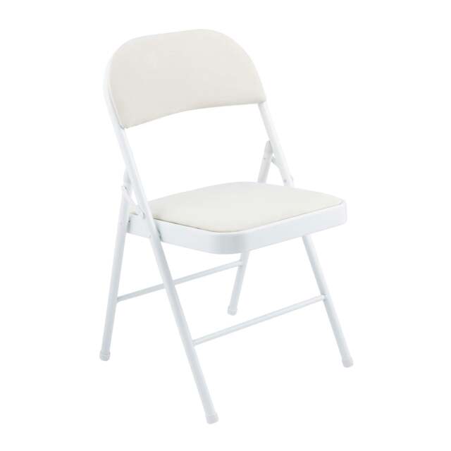 Rackhams Premium Metal Velvet Folding Chair - (4 x Chairs - White) - image 1