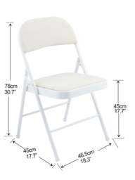 Rackhams Premium Metal Velvet Folding Chair - (4 x Chairs - White) - thumbnail 2