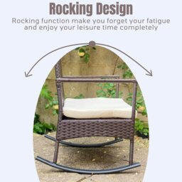 Rackhams 3-Piece Outdoor Rattan Bistro Set, 2 Seater Patio Rocking Chairs with Glass Top Coffee Table - thumbnail 5