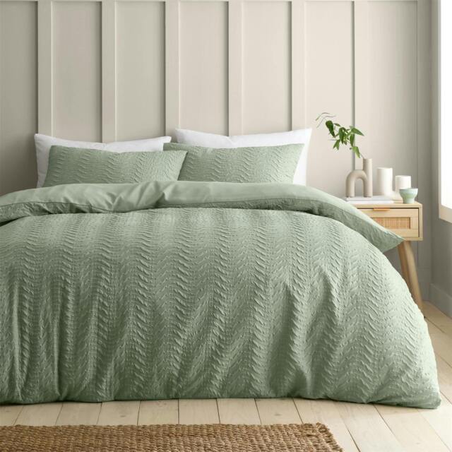 Rackhams Heatset Wave Mint Green Duvet Cover Set - King - image 1