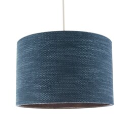 Rackhams Designer Bobbled and Textured Linen Lamp Shade in Navy Midnight Blue - thumbnail 2
