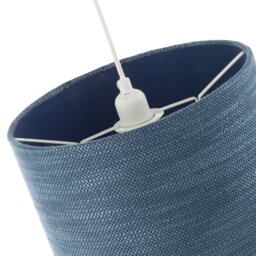 Rackhams Designer Bobbled and Textured Linen Lamp Shade in Navy Midnight Blue - thumbnail 5