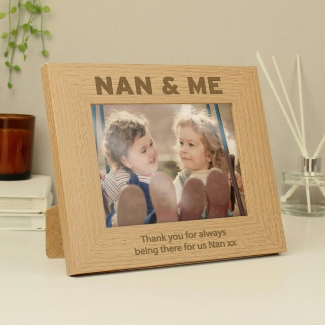 Rackhams Personalised Nan & Me 5x7 Landscape Oak Finish Photo Frame - image 1