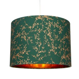 "Rackhams Modern Forest Green Cotton Fabric 10"" Shade with Copper Foil Floral Decoration" - thumbnail 2