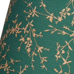 "Rackhams Modern Forest Green Cotton Fabric 10"" Shade with Copper Foil Floral Decoration" - thumbnail 3