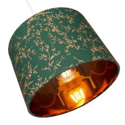 "Rackhams Modern Forest Green Cotton Fabric 10"" Shade with Copper Foil Floral Decoration" - thumbnail 4