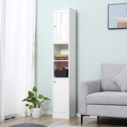 Rackhams Bathroom Floor Storage Cabinet with Mirror and Shelves Tallboy Unit - thumbnail 3