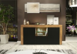 Rackhams Modern 145cm TV Unit, Cabinet Stand & with Matt Doors & Free LED - 145 cm - 1 - Oak Matt Body & Black Matt Doors - thumbnail 3