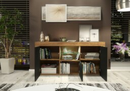 Rackhams Modern 145cm TV Unit, Cabinet Stand & with Matt Doors & Free LED - 145 cm - 1 - Oak Matt Body & Black Matt Doors - thumbnail 4