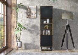 Rackhams 175cm Industrial Loft Retro Oak Display Cabinet - thumbnail 3