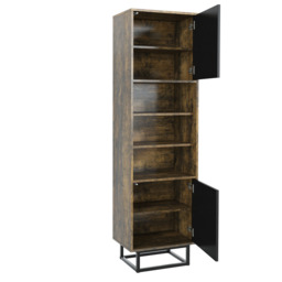 Rackhams 175cm Industrial Loft Retro Oak Display Cabinet - thumbnail 5