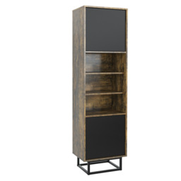 Rackhams 175cm Industrial Loft Retro Oak Display Cabinet - thumbnail 4