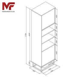 Rackhams 175cm Industrial Loft Retro Oak Display Cabinet - thumbnail 6