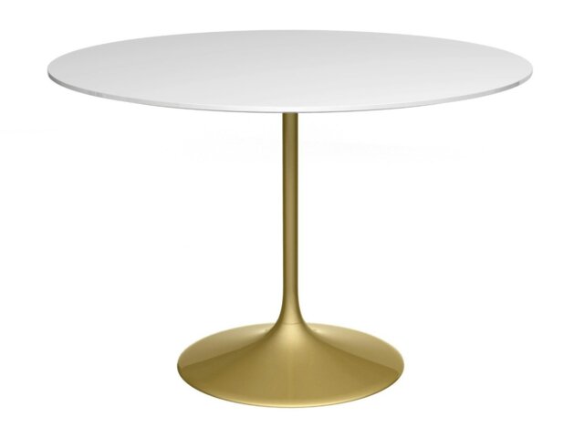 Rackhams Swan Circular Dining Table - Large - Brass - Gloss White - image 1