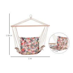 Rackhams Hammock Hanging Rope Chair Swing w/ Cushion 120KG Max Multicolor - Multicolored stripes - polyester fabric - 100cm x 106cm - thumbnail 6