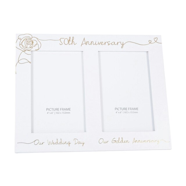 Rackhams Beautiful Double Picture Frame for 50th Wedding Anniversary - Gold Foil Text - image 1