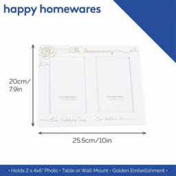 Rackhams Beautiful Double Picture Frame for 50th Wedding Anniversary - Gold Foil Text - thumbnail 6