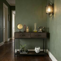 Rackhams Console Table with 2 Drawers, Industrial Hallway Table with Open Shelf and Metal Frame for Living Room - Rustic Brown - thumbnail 3