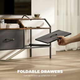 Rackhams TV Stand Cabinet with 2 Foldable Drawers, Rustic Brown - Natural wood finish - 98W x 35D x 50.5H cm - thumbnail 5