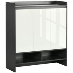 Rackhams Storage Cabinet with High Gloss White Doors for 19 Pairs of Shoes - thumbnail 2