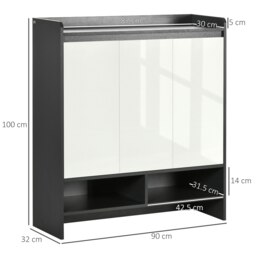 Rackhams Storage Cabinet with High Gloss White Doors for 19 Pairs of Shoes - thumbnail 5
