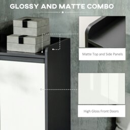 Rackhams Storage Cabinet with High Gloss White Doors for 19 Pairs of Shoes - thumbnail 4