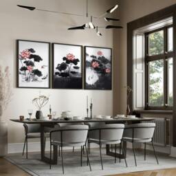 Rackhams Living Room Canvas - Set of 3 Asian Inspired Wall art Prints - 16 x 22 inches / 40.65 cm x 56 cm - Polyester Canvas 260 gsm - Canvas wrapped - thumbnail 6