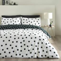 Rackhams Polka Dot Reversible Duvet Cover Set Black / White - King - Black / White
