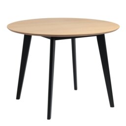 Rackhams Roxby Round Dining Table in Oak & Black - Black - No - Brown