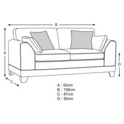Rackhams Hilliard Fullback Fabric 2 Seater Sofa - Mist - thumbnail 6