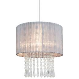 Rackhams Winni Beaded Voile Easyfit Lamp Shade - Silver Grey - thumbnail 3