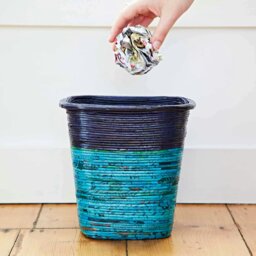 Rackhams Recycled Newspaper Waste Paper Basket - Dark Green/Light Green/Lilac - thumbnail 6
