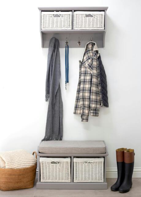 Rackhams Tetbury Small Hallway Set with Storage Baskets and Cushion Seat - Dove Grey, Grey - image 1