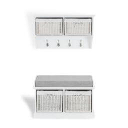 Rackhams Tetbury Small Hallway Set with Storage Baskets and Cushion Seat - Dove Grey, Grey - thumbnail 3