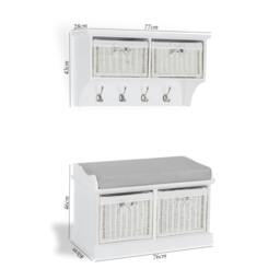 Rackhams Tetbury Small Hallway Set with Storage Baskets and Cushion Seat - Dove Grey, Grey - thumbnail 4