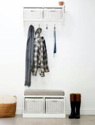 Rackhams Tetbury Small Hallway Set with Storage Baskets and Cushion Seat - Dove Grey, Grey - thumbnail 2