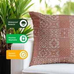 Rackhams Pair of Outdoor Scatter Cushions – Jacquard Pink Design - thumbnail 5