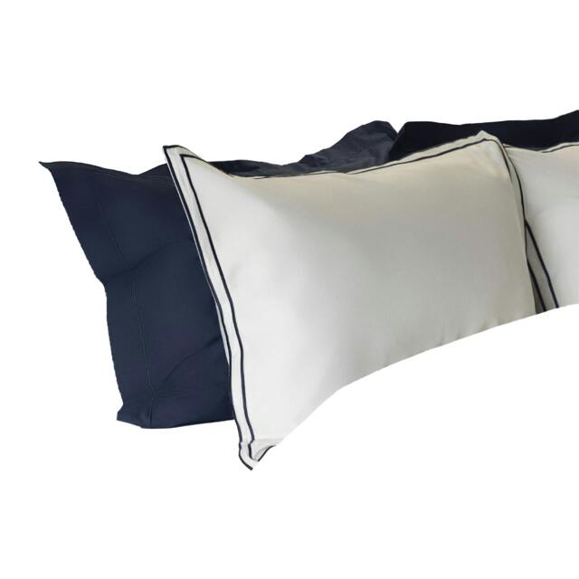 Rackhams Savoy Oxford Pillowcase - Navy - 76cm x 51cm - Navy - 80% Cotton/20% Egyptian Cotton - image 1