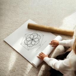 Rackhams Canvas Pictures For Living Room - Set of 3 Sacred Geometry Wall art Prints - A3 11.69 x 16.54 in / 29.7 x 42 cm - Satin Photo paper 280 gsm - Unframed - thumbnail 1