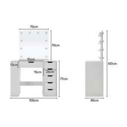 Rackhams Hollywood Dressing Table with LED Lighted Mirror - thumbnail 4