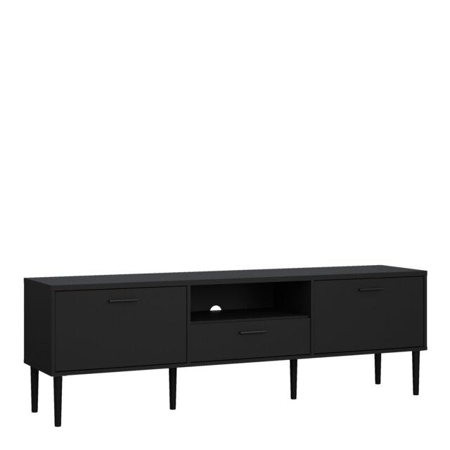 Rackhams Media TV Unit with 2 Doors 1 Drawer in Black - 1 - image 1