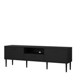 Rackhams Media TV Unit with 2 Doors 1 Drawer in Black - 1 - thumbnail 3