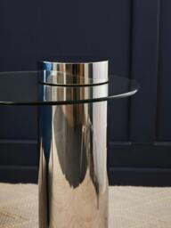 Rackhams Oria Clear Glass Silver Base Side Table - thumbnail 4