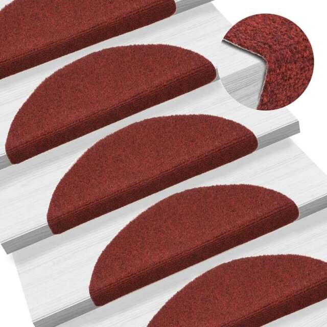 Rackhams Self-adhesive Stair Mats 10 pcs Red 56x17x3 cm Needle Punch